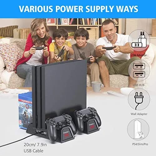 OIVO PS4 Stand for PlayStation 4 Console, Cooling Station for PS4 Slim/Pro/PlayStation 4 Consoles, Pro Vertical Stand with 12 Game Slots | Multi-functional Gaming Accessory thumbnail 8