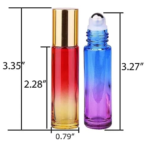 inice Gold 10ml Essential Oils Roller Bottles Gradient Color Thick Glass Roll on Bottle Golden Metal Cap for Travel | Premium Refillable Container thumbnail 5