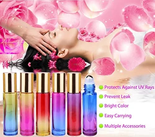 inice Gold 10ml Essential Oils Roller Bottles Gradient Color Thick Glass Roll on Bottle Golden Metal Cap for Travel | Premium Refillable Container thumbnail 7