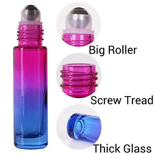 inice Gold 10ml Essential Oils Roller Bottles Gradient Color Thick Glass Roll on Bottle Golden Metal Cap for Travel | Premium Refillable Container thumbnail 2