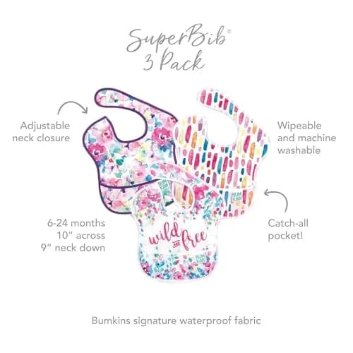 Bumkins SuperBib Baby & Toddler Bibs 3-Pack | Waterproof, Adjustable, Mess Saver for 6-24 Months thumbnail 7