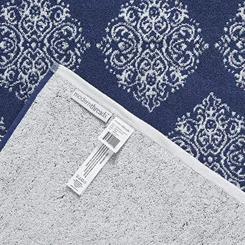 Modern Threads 6-Piece Cotton Damask Towel Set, Navy | Ultra-Absorbent, Soft & Durable thumbnail 4