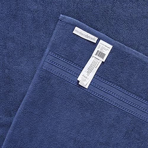 Modern Threads 6-Piece Cotton Damask Towel Set, Navy | Ultra-Absorbent, Soft & Durable thumbnail 5