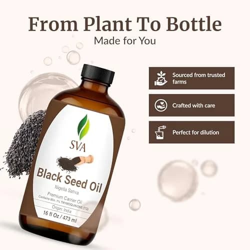 SVA ORGANICS Black Seed Carrier Oil, 16 Fl Oz (473 ml) - Pure & Natural thumbnail 4