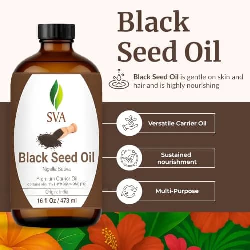 SVA ORGANICS Black Seed Carrier Oil, 16 Fl Oz (473 ml) - Pure & Natural thumbnail 2
