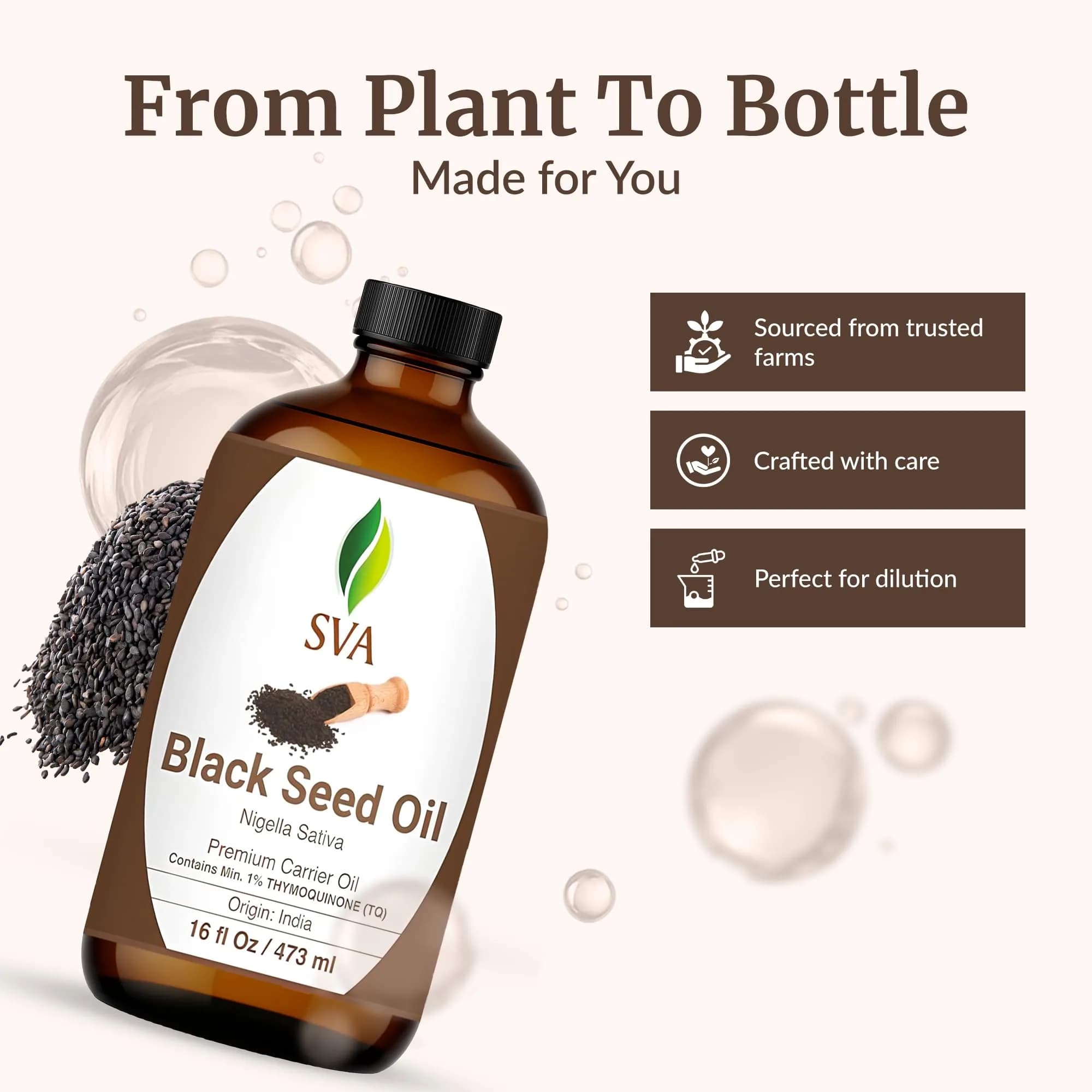 SVA ORGANICS Black Seed Carrier Oil, 16 Fl Oz (473 ml) - Pure & Natural - view 4