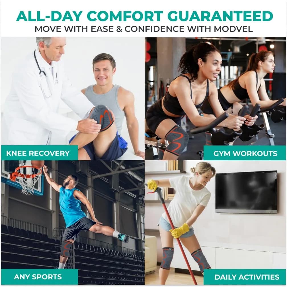Modvel Compression Knee Brace 2-Pack | FDA Approved, Doctor Recommended, Adjustable Fit - view 6