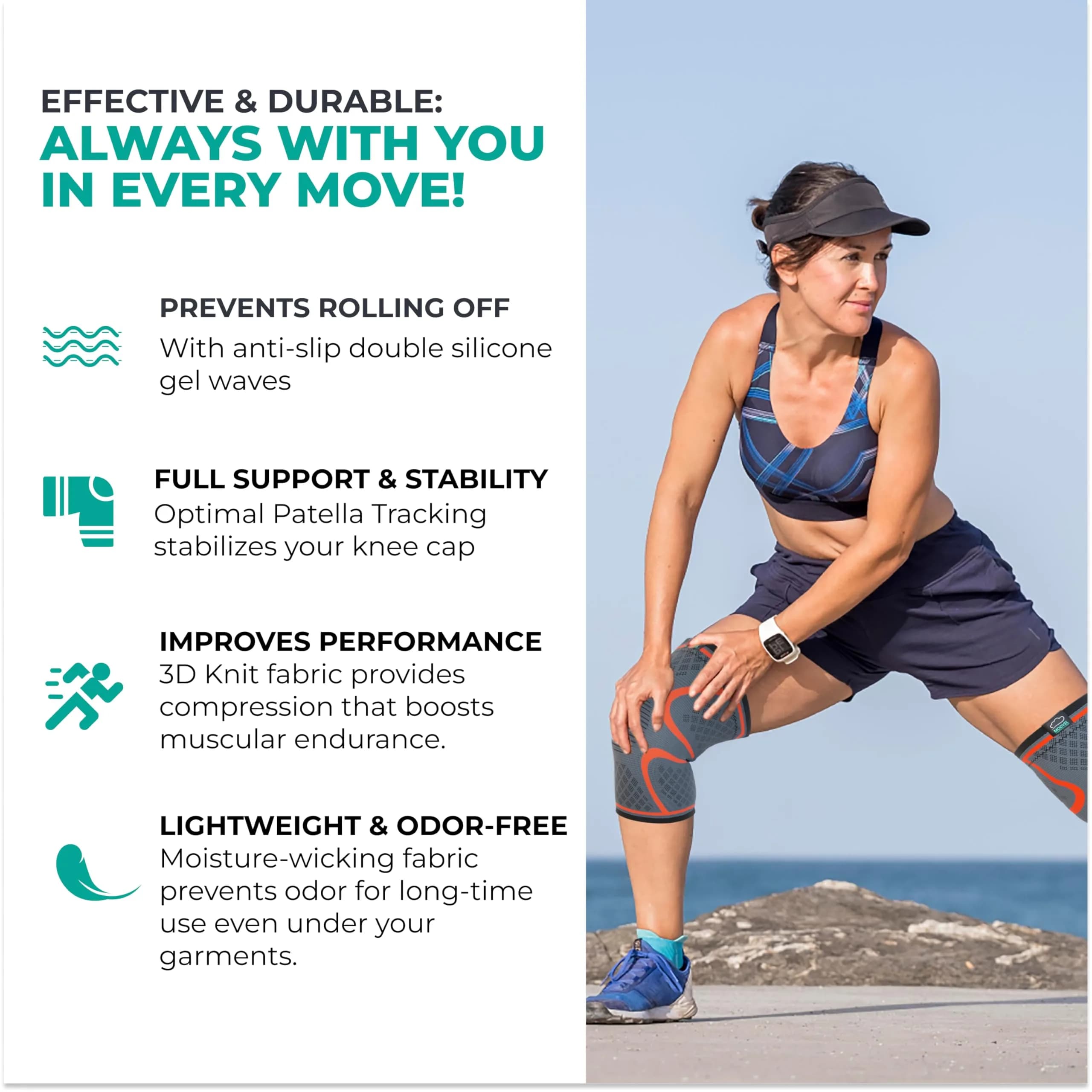 Modvel Compression Knee Brace 2-Pack | FDA Approved, Doctor Recommended, Adjustable Fit - view 4
