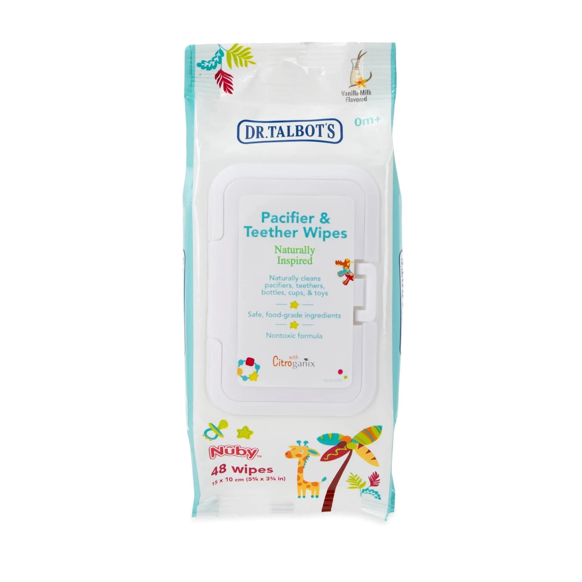 Dr. Talbot's Pacifier and Teether Wipes | 48 Count (120ml) | All Natural, Alcohol-Free — White