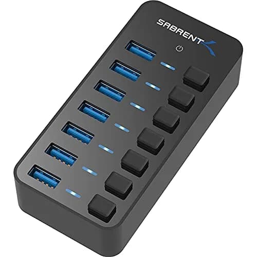 Sabrent 7-Port Powered USB 3.0 Hub 10.7cm (4.2in) | High-Speed Data Transfer & Individual Port Control thumbnail 1
