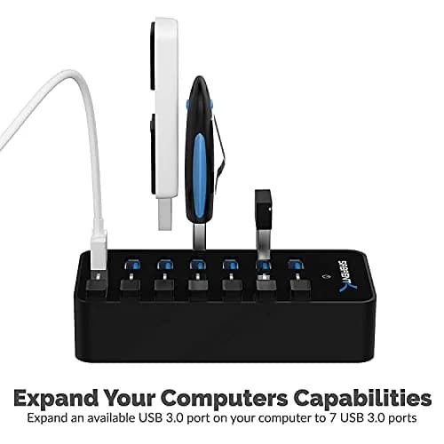 Sabrent 7-Port Powered USB 3.0 Hub 10.7cm (4.2in) | High-Speed Data Transfer & Individual Port Control thumbnail 2