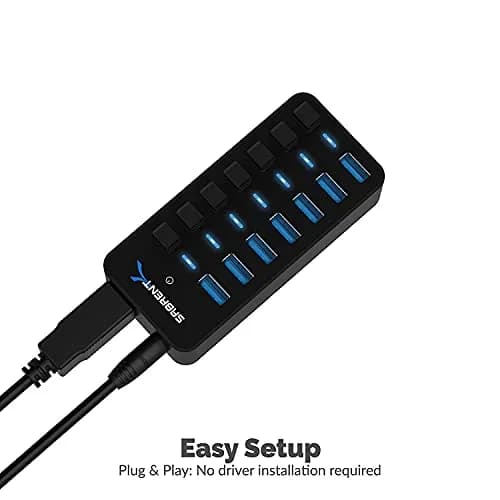 Sabrent 7-Port Powered USB 3.0 Hub 10.7cm (4.2in) | High-Speed Data Transfer & Individual Port Control thumbnail 3