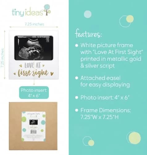 tiny ideas Love at First Sight White Sonogram Keepsake Frame | 4x6 Inch Photo Display for Nursery Decor thumbnail 4