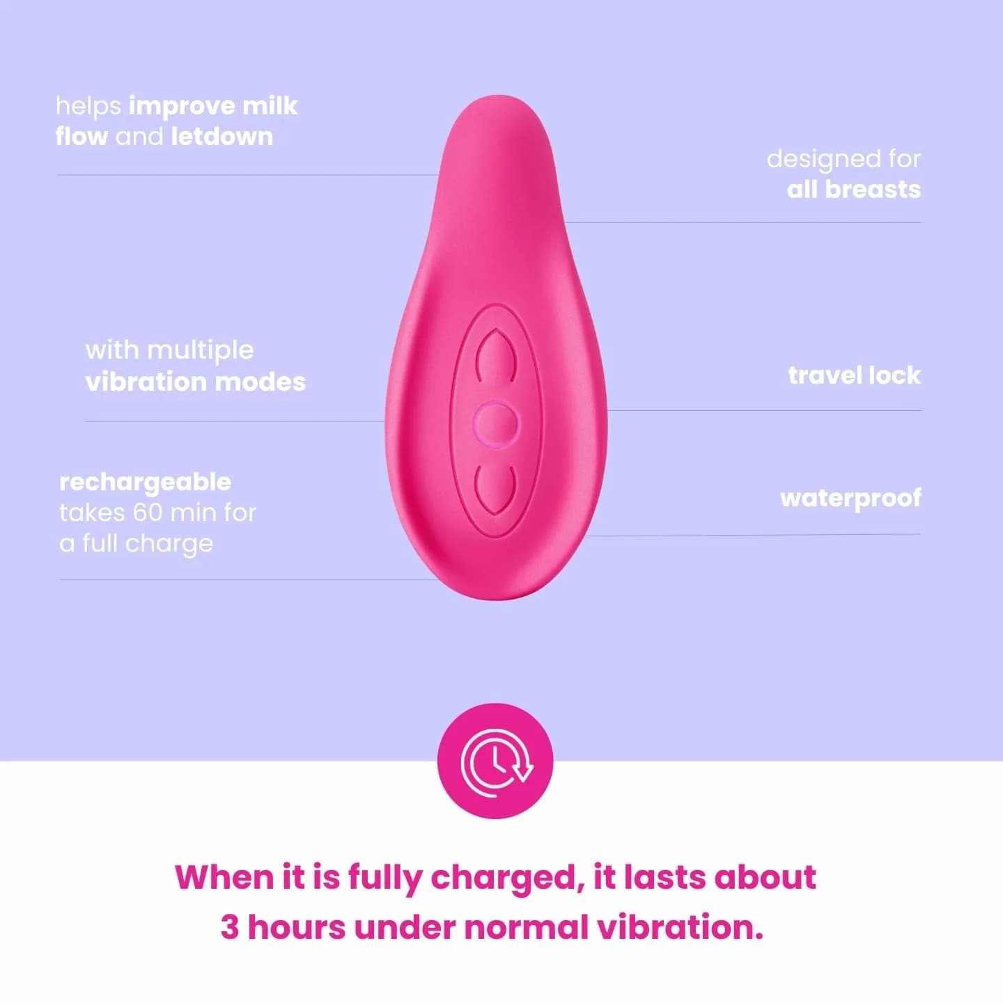 LaVie Lactation Massager with 5 Vibration Modes | 1 Count (Rose) - view 4
