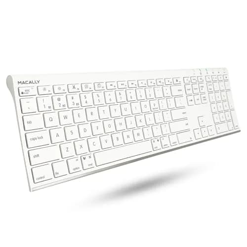 Macally ACEBTKEY Multi-Device Bluetooth Keyboard with Numeric Keypad - 110 Keys, 20 Shortcuts, Rechargeable, White thumbnail 1