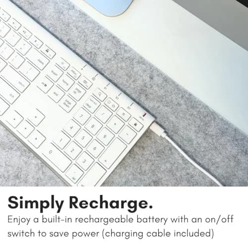 Macally ACEBTKEY Multi-Device Bluetooth Keyboard with Numeric Keypad - 110 Keys, 20 Shortcuts, Rechargeable, White thumbnail 4
