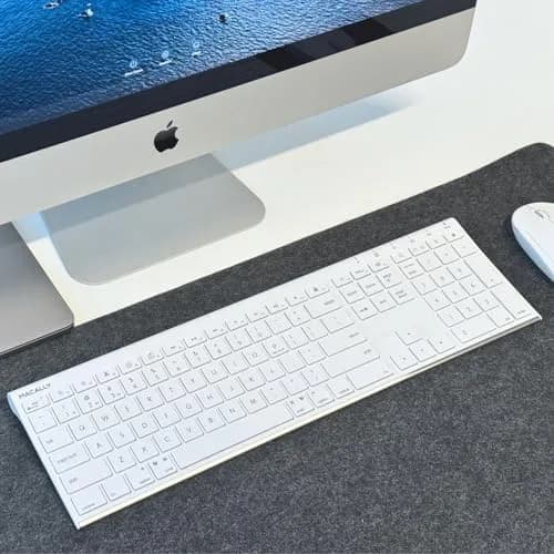 Macally ACEBTKEY Multi-Device Bluetooth Keyboard with Numeric Keypad - 110 Keys, 20 Shortcuts, Rechargeable, White thumbnail 7