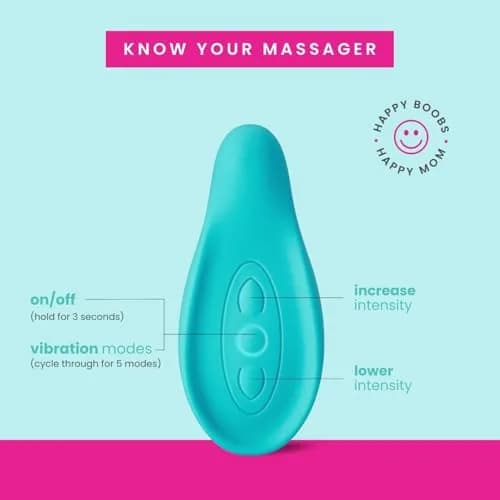 LaVie Lactation Massager Teal | 3 Vibration Modes, Medical-Grade Silicone, Rechargeable Battery thumbnail 6