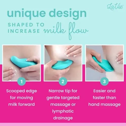 LaVie Lactation Massager Teal | 3 Vibration Modes, Medical-Grade Silicone, Rechargeable Battery thumbnail 7