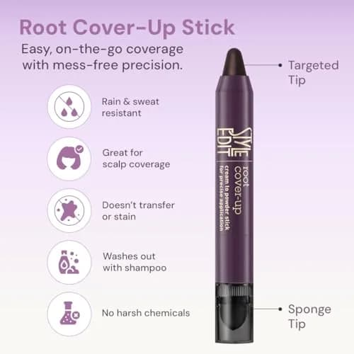 STYLE EDIT Root Touch Up Stick, Dark Brown | Instant Gray Coverage, Travel-Friendly, Made in USA thumbnail 2