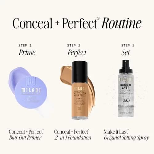 Milani Conceal + Perfect 2-in-1 Foundation + Concealer 00A-Porcelain | Full Coverage, Natural Finish thumbnail 7