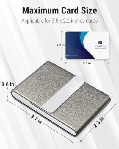 MaxGear Business Card Holder, PU Leather Gray | Slim, RFID Block & Magnetic Closure thumbnail 5