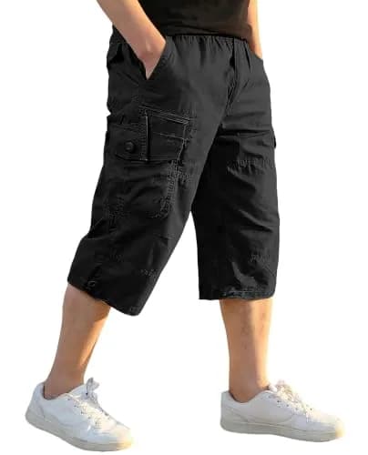 EKLENTSON Cargo Shorts Men Casual Cotton 34 | Classic Fit, Multi-Pocket, Below Knee (70-120 chars) thumbnail 1