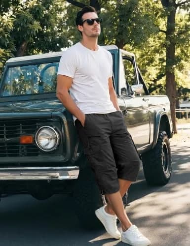 EKLENTSON Cargo Shorts Men Casual Cotton 34 | Classic Fit, Multi-Pocket, Below Knee (70-120 chars) thumbnail 5