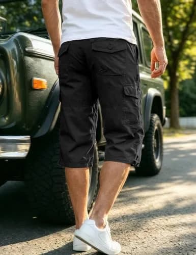 EKLENTSON Cargo Shorts Men Casual Cotton 34 | Classic Fit, Multi-Pocket, Below Knee (70-120 chars) thumbnail 3