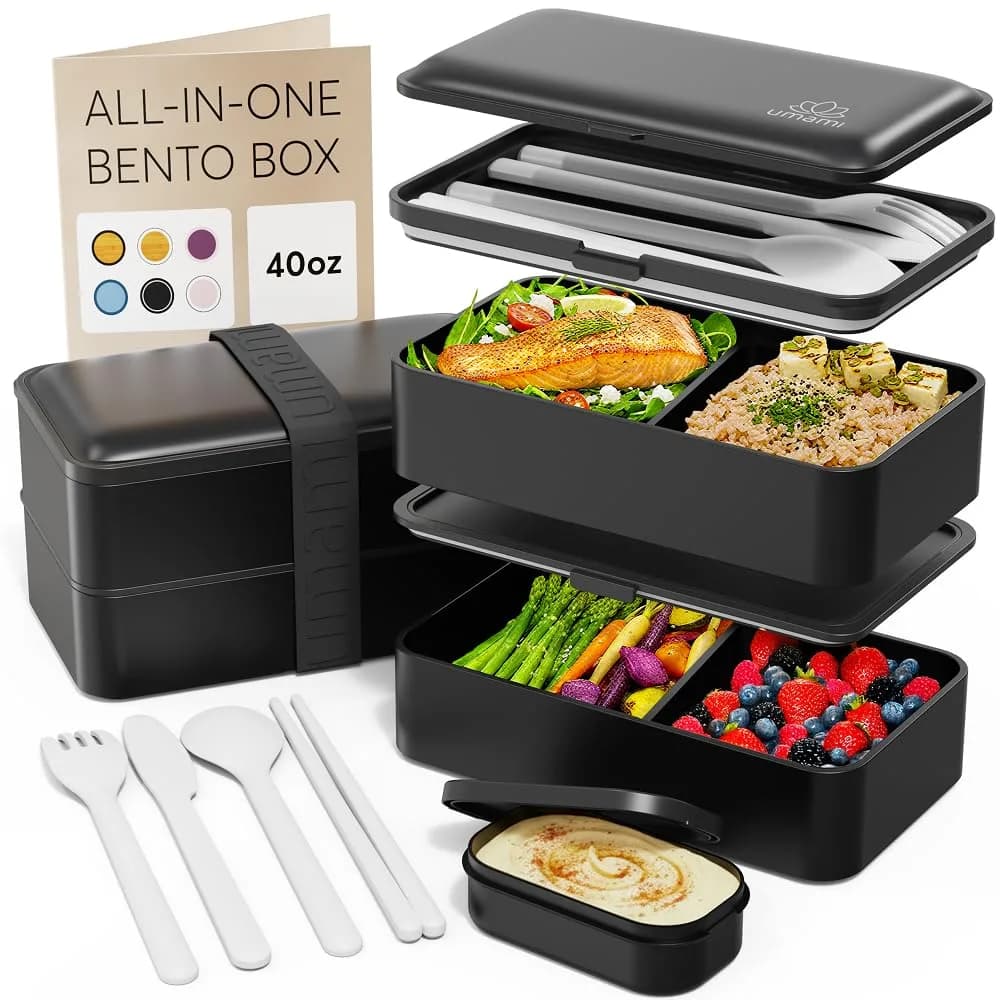 Umami Bento Box Adult All-In-1 Meal Holder 1200ml (40 oz) | Leakproof Lunch Container with Utensils & Sauce Jar - main product image