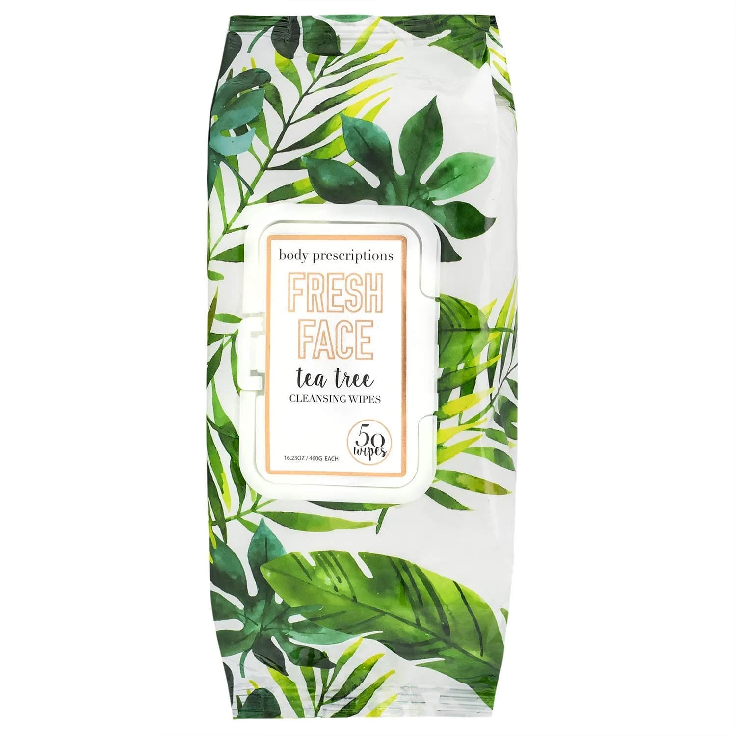 Body Prescriptions Tea Tree Facial Wipes 50 Count | Detox & Moisturize, Gentle Deep Cleansing — Green