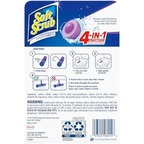 Soft Scrub 4-in-1 Rim Hanger Toilet Bowl Cleaner Lavender 2 Count | Long-Lasting Freshness & Buildup Prevention thumbnail 6