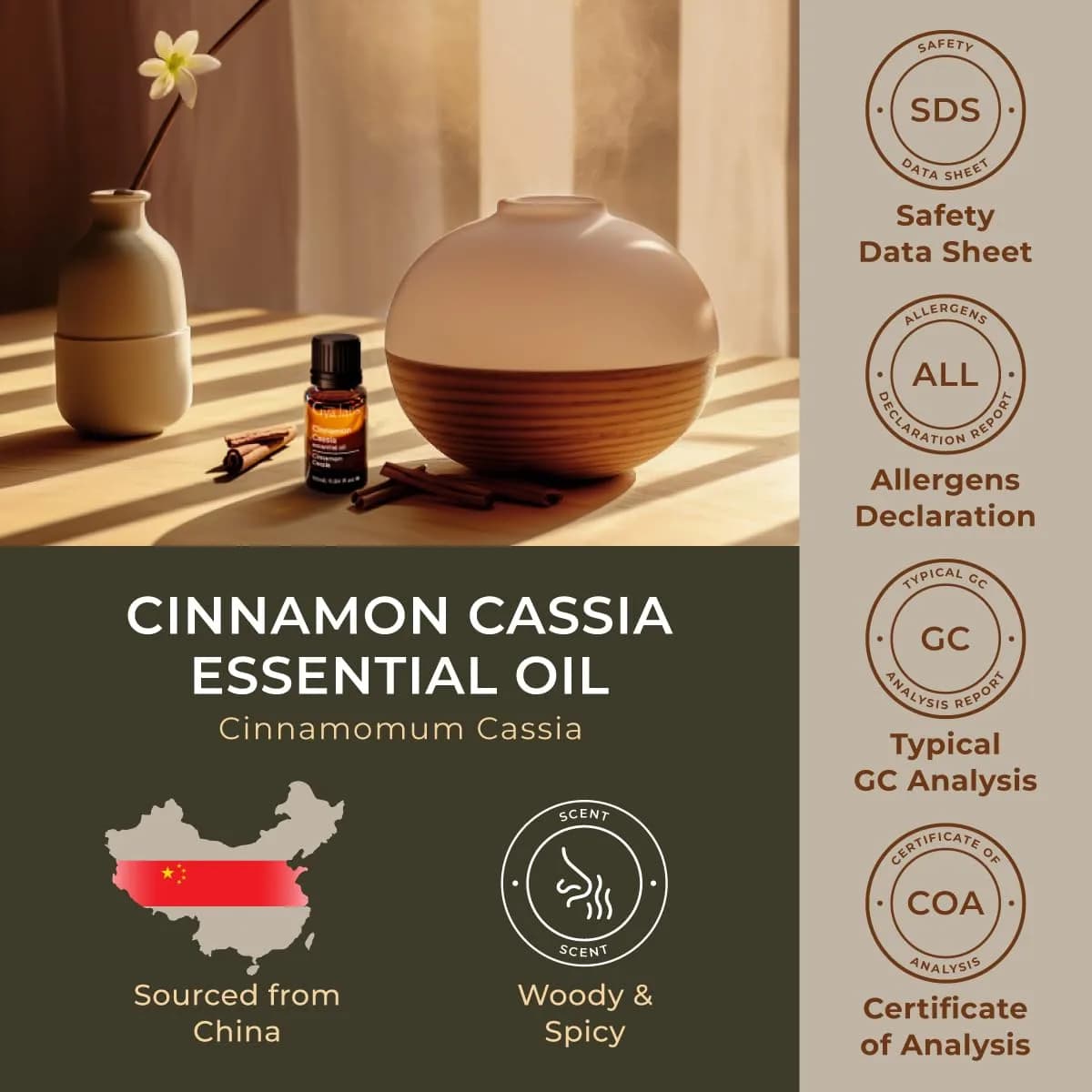 Gya Labs Cinnamon Cassia Essential Oil for Hair, Skin, Diffuser, Candle Making, 10ml - view 6