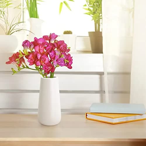 D'vine Dev 8 Inch Ceramic Flower Vase Textured Finishing | Minimalist Design for Home & Office thumbnail 5