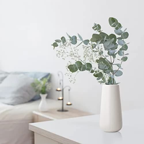 D'vine Dev 8 Inch Ceramic Flower Vase Textured Finishing | Minimalist Design for Home & Office thumbnail 6
