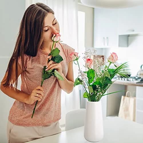 D'vine Dev 8 Inch Ceramic Flower Vase Textured Finishing | Minimalist Design for Home & Office thumbnail 7