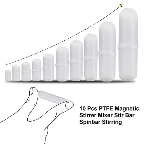 Yizerel PTFE Magnetic Stirrer Stir Bars Set (10pcs, 2-35mm) | Essential Lab Consumables thumbnail 2