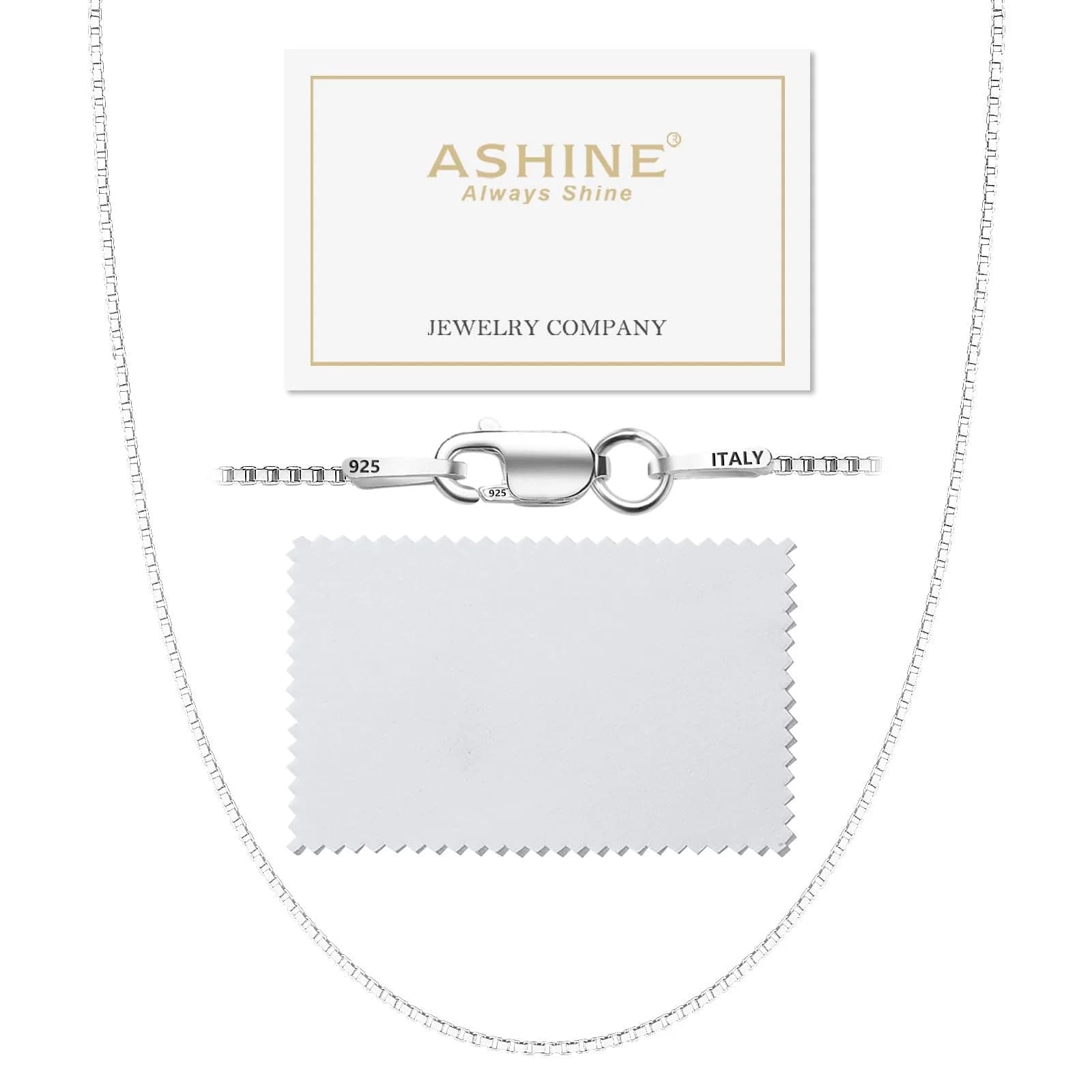 ASHINE Silver Necklace Chain 17 inch | Sturdy 0.8mm Lobster Clasp, Minimalist & Durable — Box / D. 0.8mm sterling silver lobster-claw
