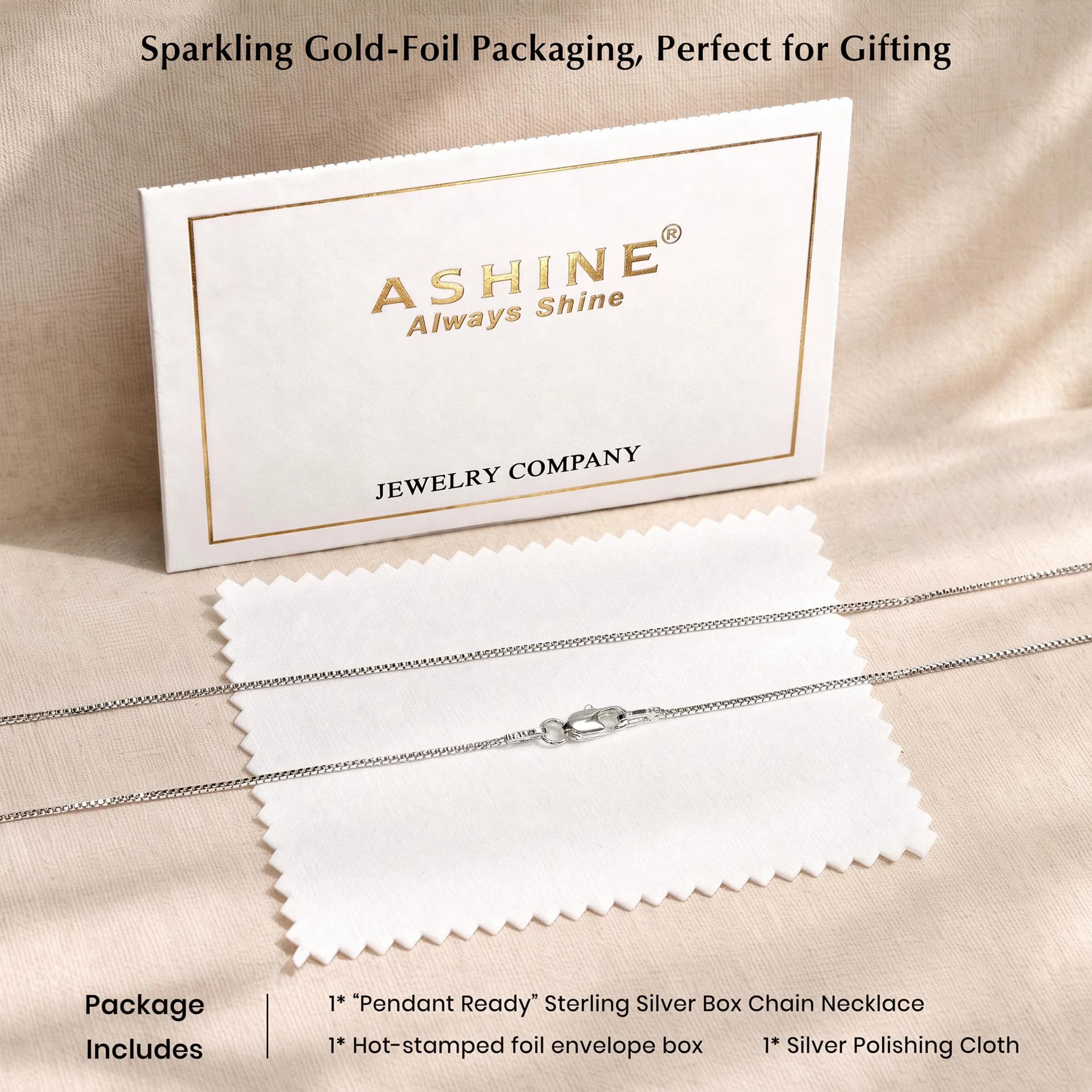 ASHINE Silver Chains Replacement 0.8mm Lobster Clasp 24 Inches | Classic Box Chain for Women & Men thumbnail 6
