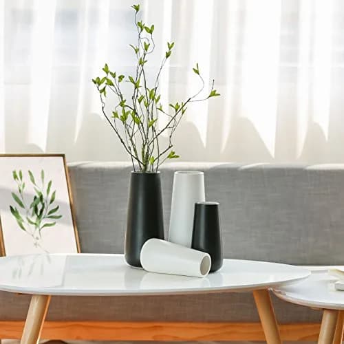 D'vine Dev 8 Inch Ceramic Flower Vase Matte Finishing | Minimalist Home Décor thumbnail 7