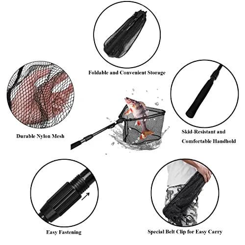 PLUSINNO 20"/52 cm Hoop Size 1.5M Telescopic Fishing Net | Catch and Release Landing Net with Belt Clip thumbnail 5