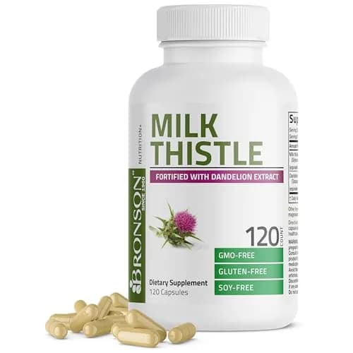 Bronson Milk Thistle Silymarin Marianum & Dandelion Extract, 120 Capsules | Liver Support & Detox thumbnail 1