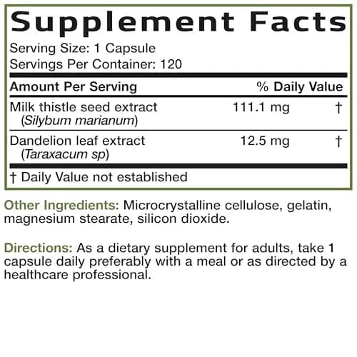 Bronson Milk Thistle Silymarin Marianum & Dandelion Extract, 120 Capsules | Liver Support & Detox thumbnail 8