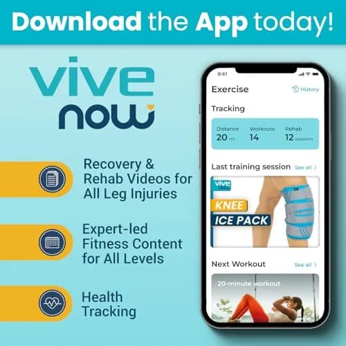 Vive Knee Ice Pack Wrap - Cold/Hot Gel Compression Brace for Pain Relief | Adjustable, Reusable, Latex-Free thumbnail 7