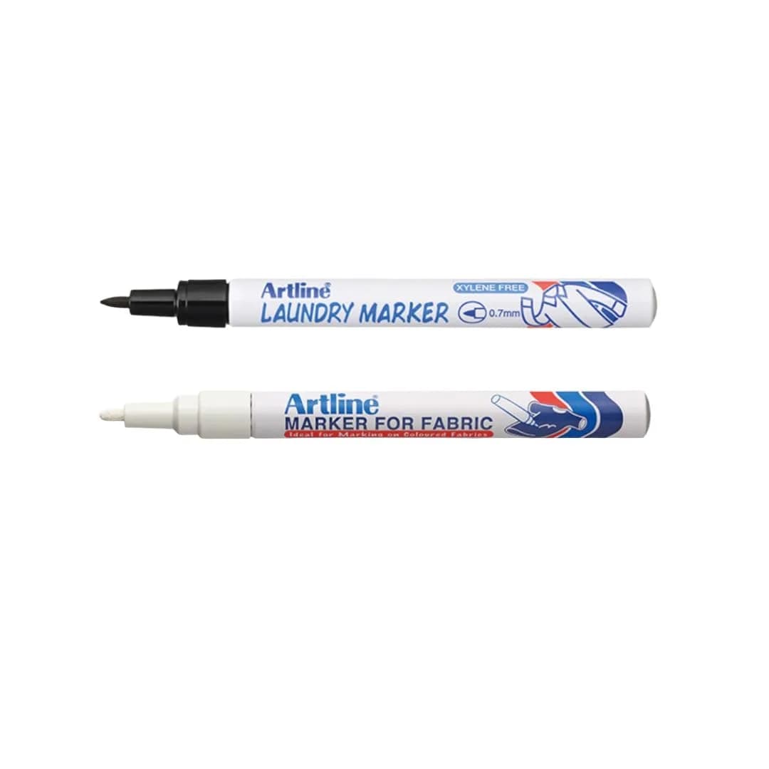 Artline Twin Pack Fabric Markers 0.8mm & 1.2mm | Fade & Water Resistant for Laundry & Fabric Use - main product image