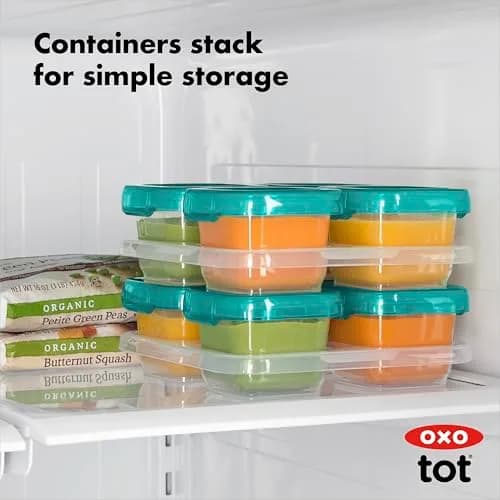 OXO Tot Baby Blocks Freezer Storage Containers Teal 120ml (4 Oz) | Airtight & Leak-Proof for Homemade Baby Food thumbnail 5