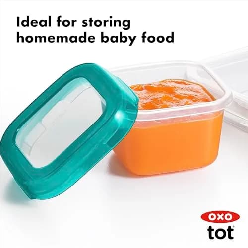 OXO Tot Baby Blocks Freezer Storage Containers Teal 120ml (4 Oz) | Airtight & Leak-Proof for Homemade Baby Food thumbnail 3