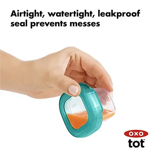 OXO Tot 12-Piece Baby Blocks Set Teal | Airtight & Leakproof Food Storage Containers thumbnail 4