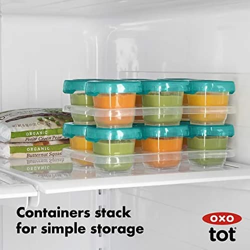 OXO Tot 12-Piece Baby Blocks Set Teal | Airtight & Leakproof Food Storage Containers thumbnail 5