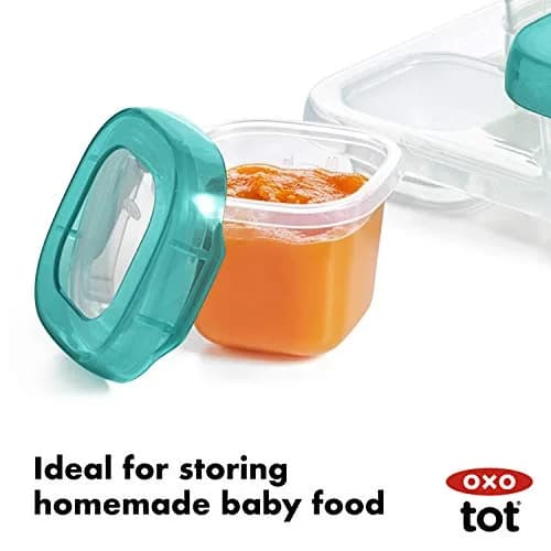 OXO Tot 12-Piece Baby Blocks Set Teal | Airtight & Leakproof Food Storage Containers thumbnail 3